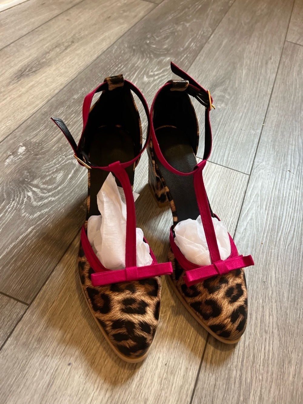NWOT Animal Print Heels pink Size EU 38 / W 7.5-8